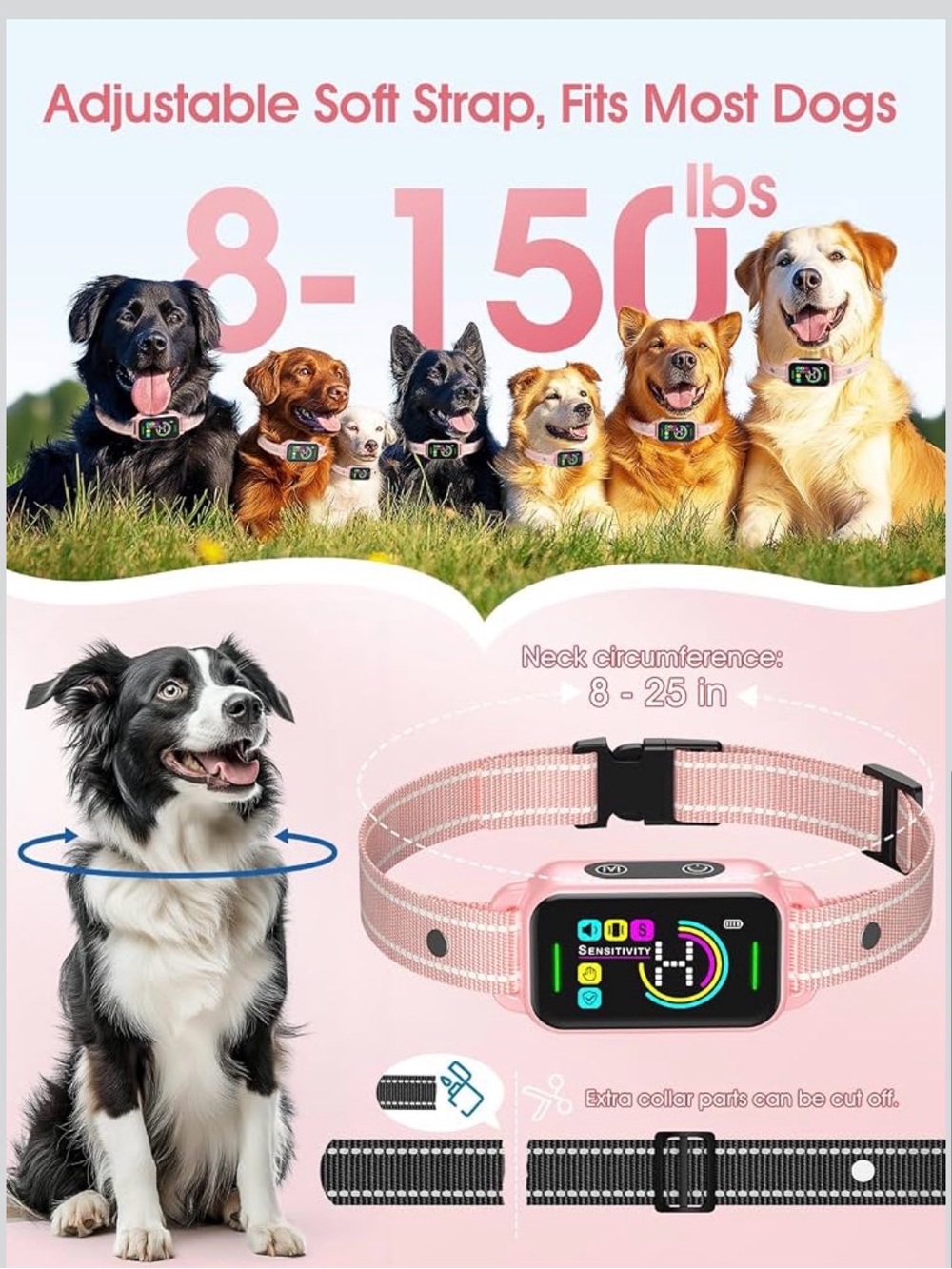 Brand NEW Pink Smart Bark Training Collar. Never used. Plastic on. 80-150lbs. - Picture 3 of 8